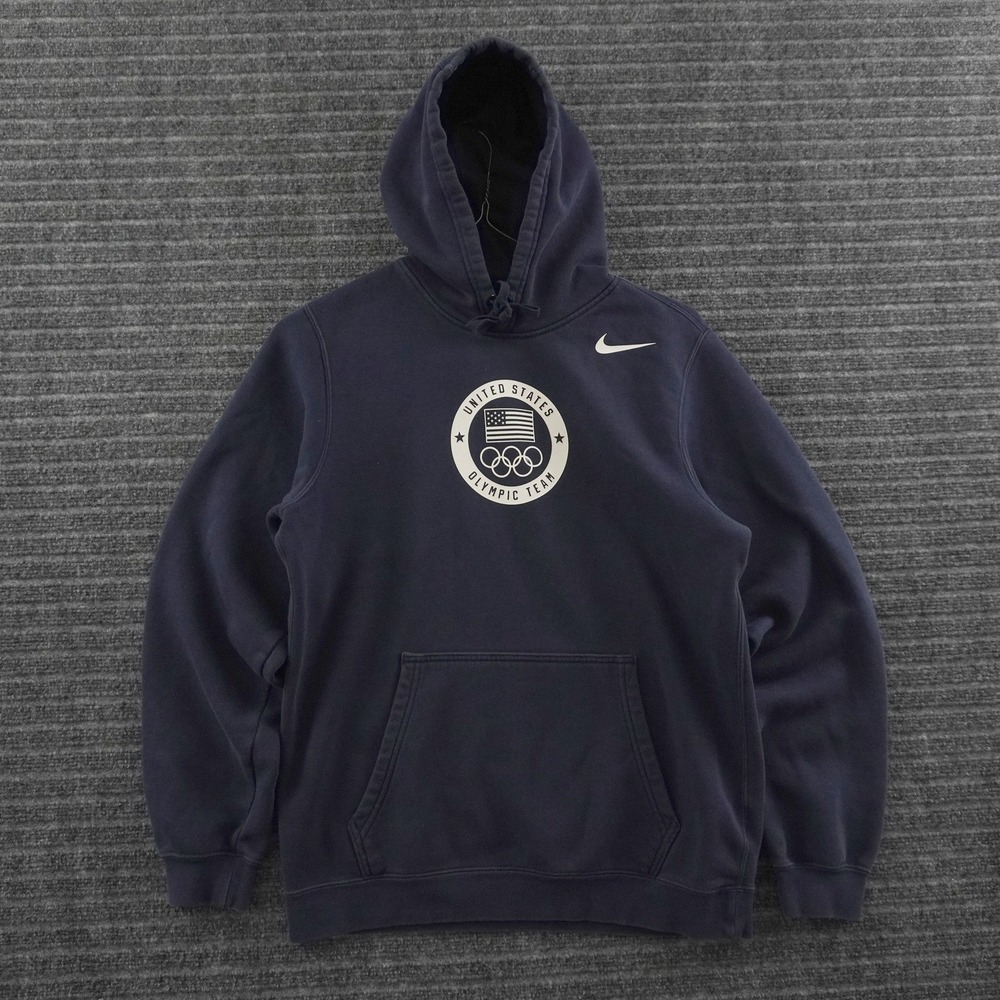 Nike US Olympic Team Hoodie Mens Size Small Navy Blue Graphic Pullover